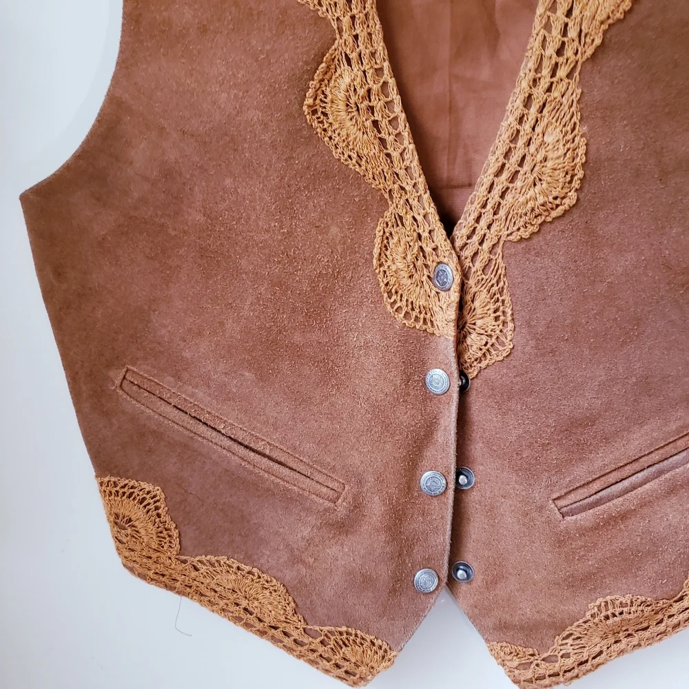 Vintage Mona Mode Tan Leather Vest - Picture 3 of 11